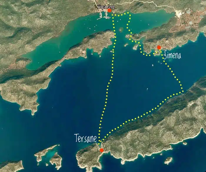 carte excursion kayak kekova